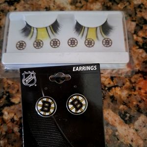 NHL Bruins earings & lashes